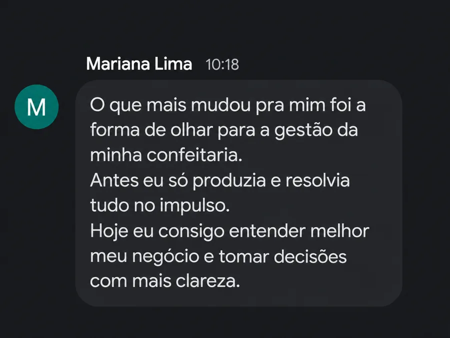Mensagem de aluna da Escola Délu’s